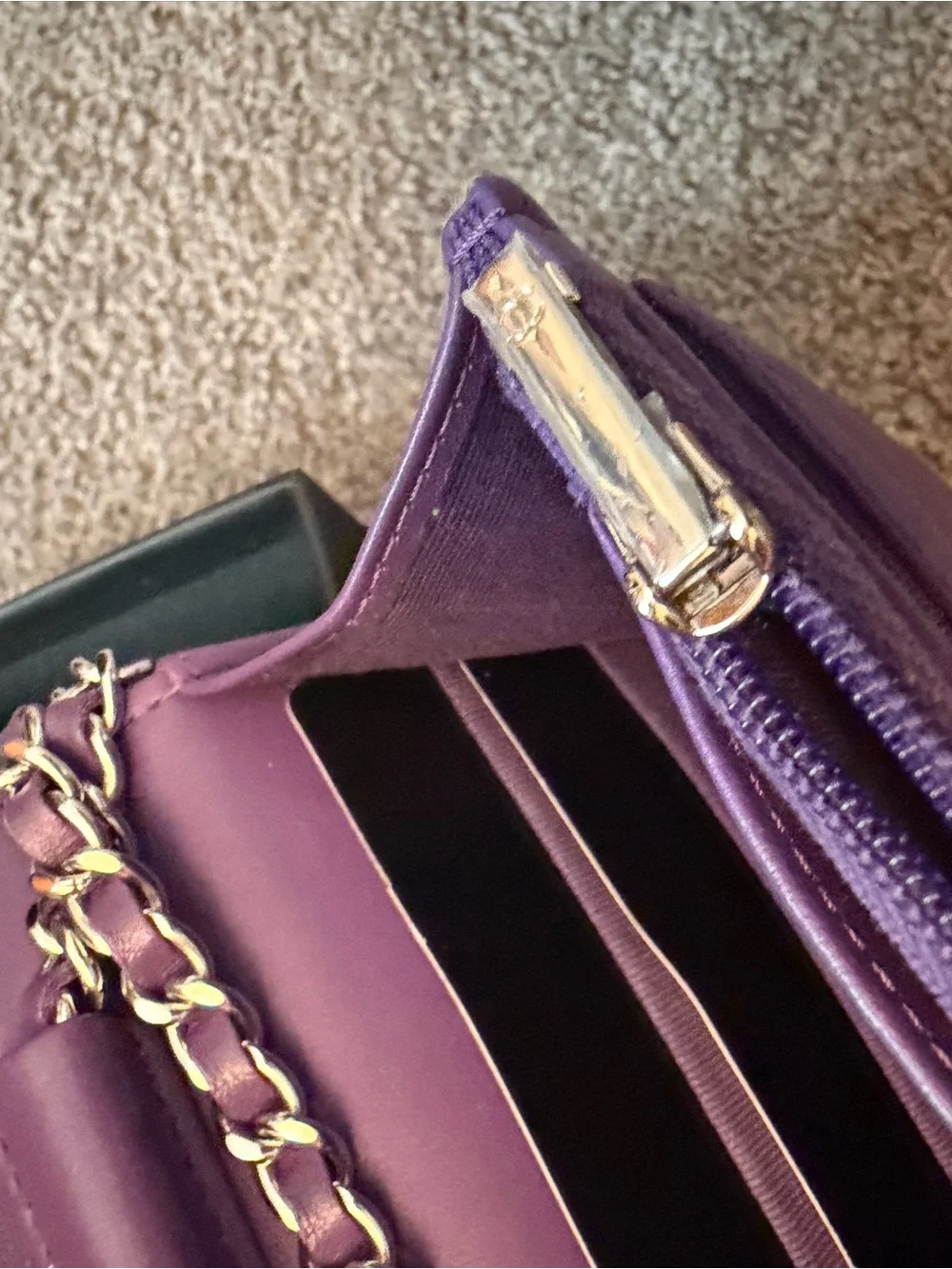 CHANEL Quilted Lambskin Crystal Star Collection Wallet on Chain